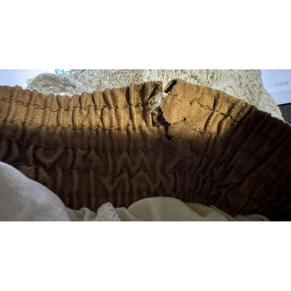 Lace Tiered Maxi Praire Skirt Sz XS-S Faux Suede Waist w Lace-up Western Boho - Picture 8 of 8